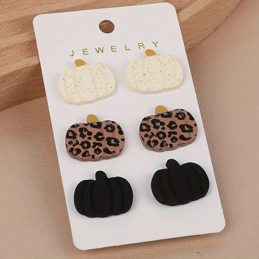 Leopard Pumpkin Triple  Studs