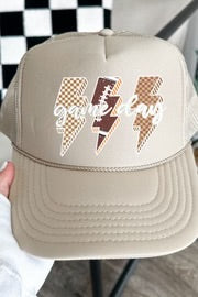 GAME DAY LIGHTNING BOLT OTTO KHAKI FOAM FRONT TRUCKER HAT