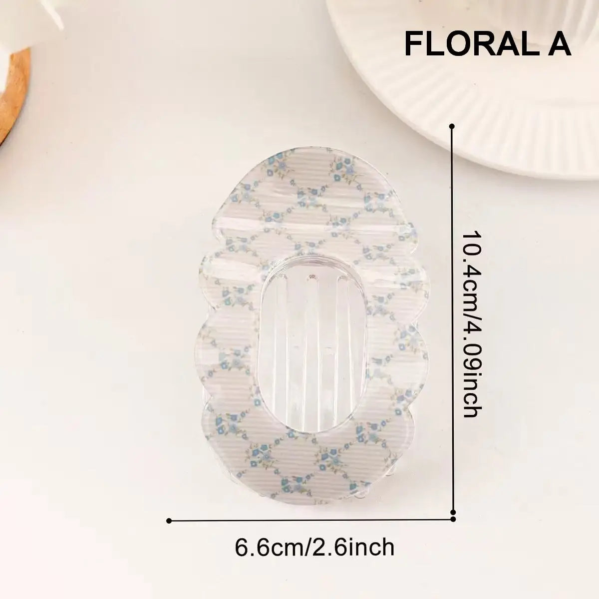 Scalloped Edge Floral  Flat Hair Claw Clip
