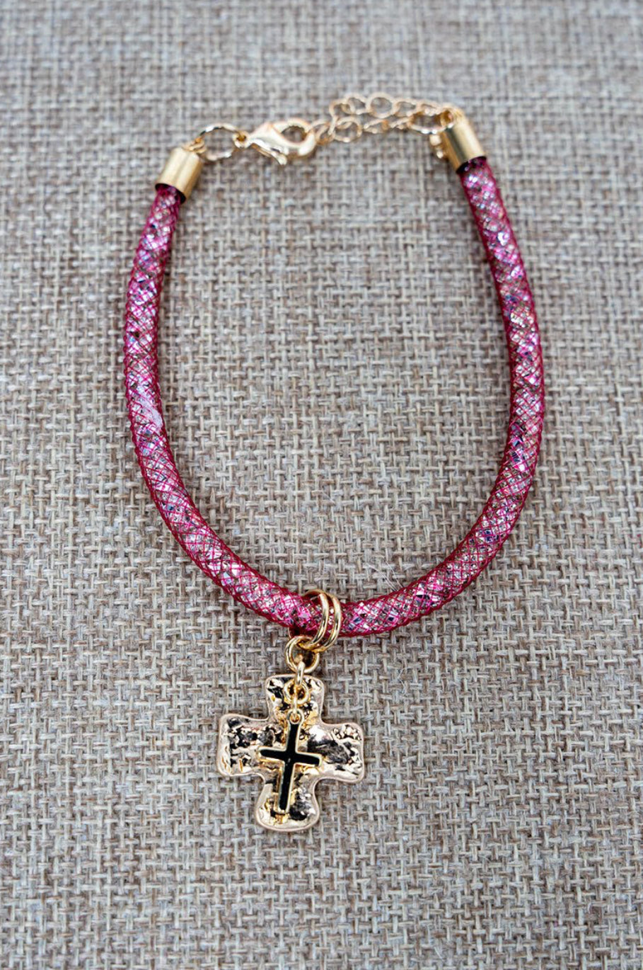 Light Rose Crystal Crossfire Goldtone Bracelet