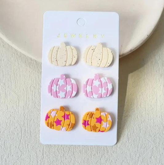 Cutesy Pumpkin Triple  Studs