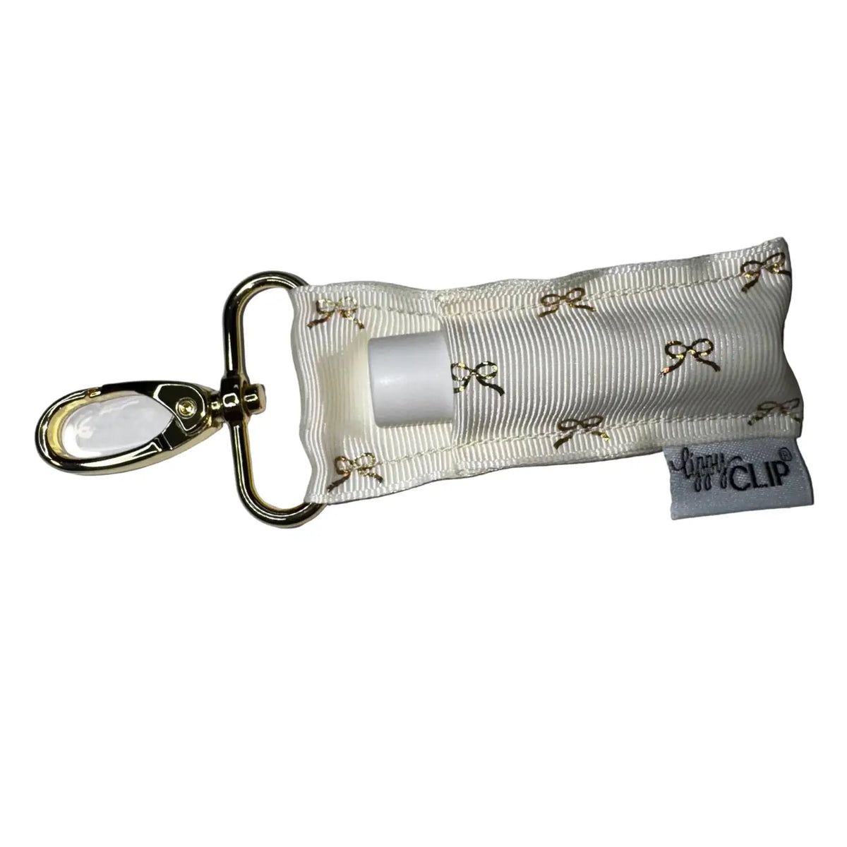 Gold Bows On Ivory Lippyclip® Lip Balm Holder
