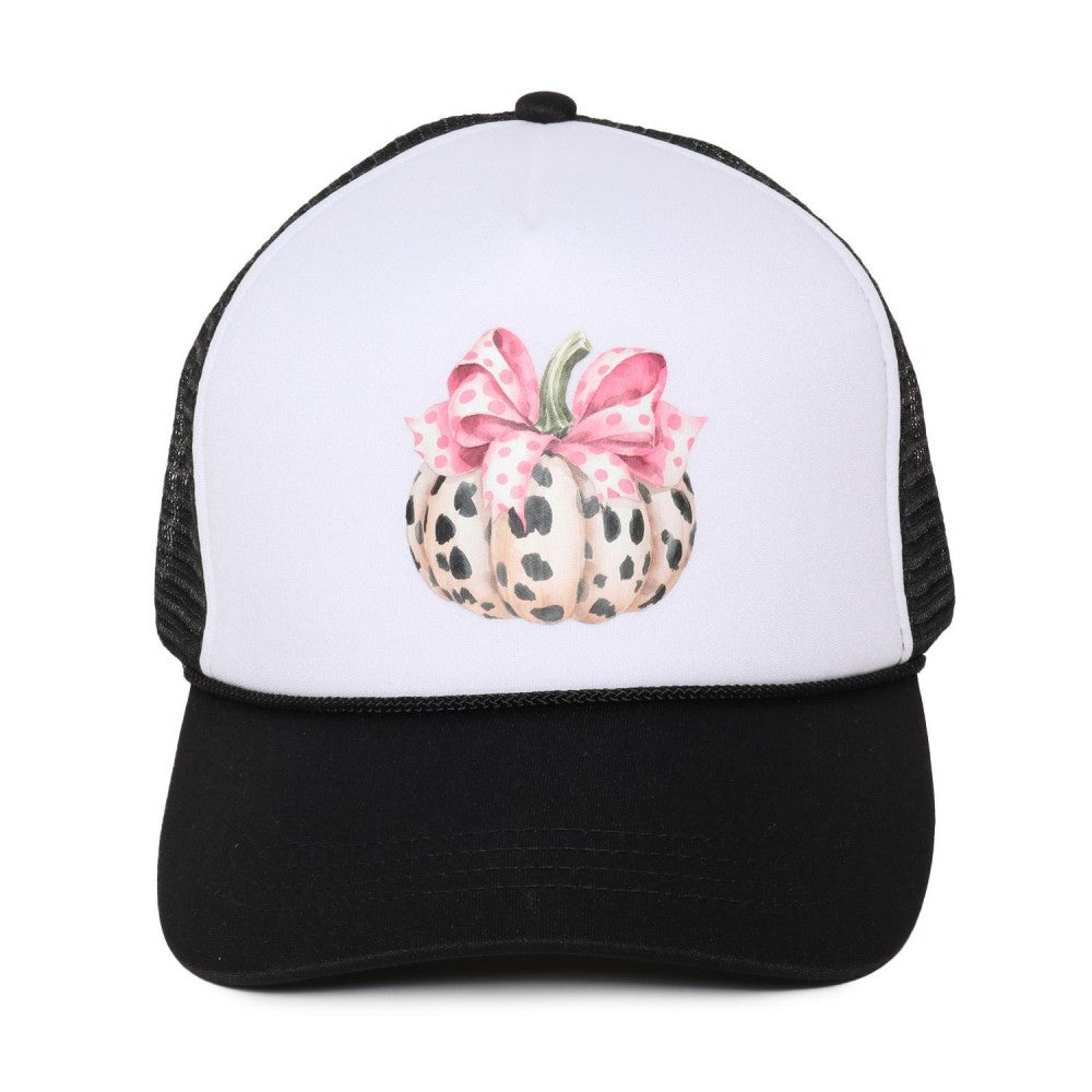 Speckled Pumpkin & Bow Trucker Baseball Cap