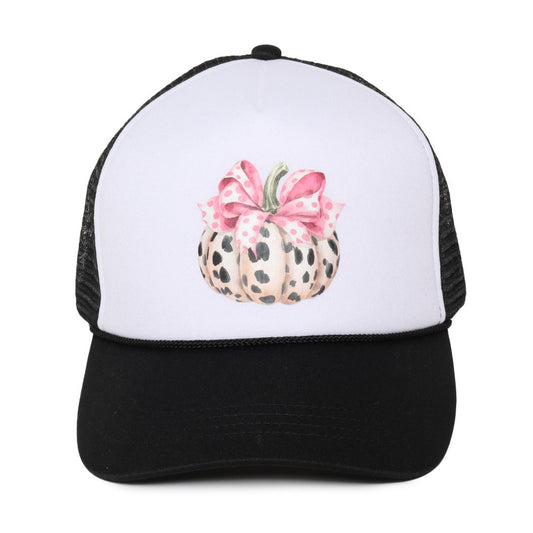 Speckled Pumpkin & Bow Trucker Baseball Cap
