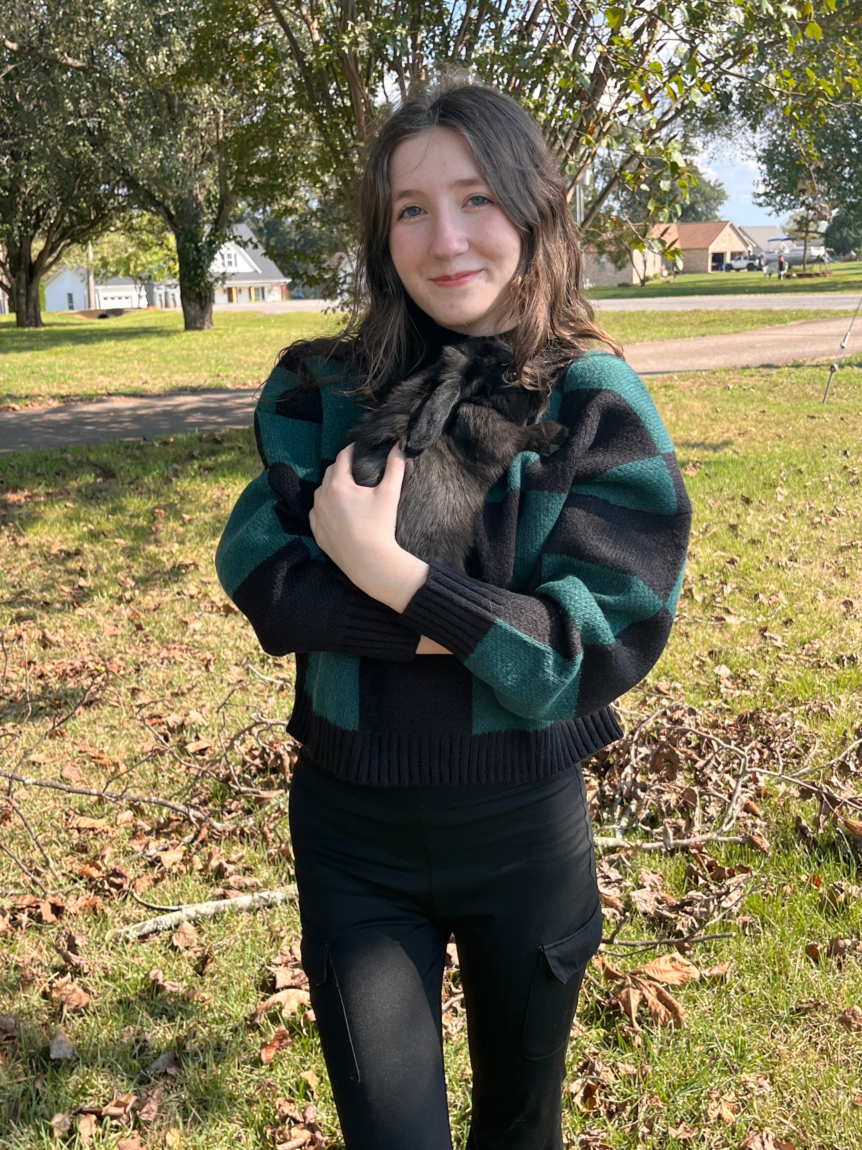 Green & Black Checkered Sweater