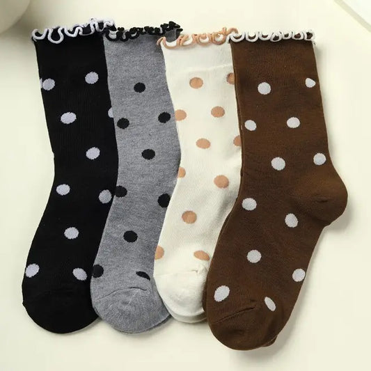 Ruffled Polka Dot Crew Socks