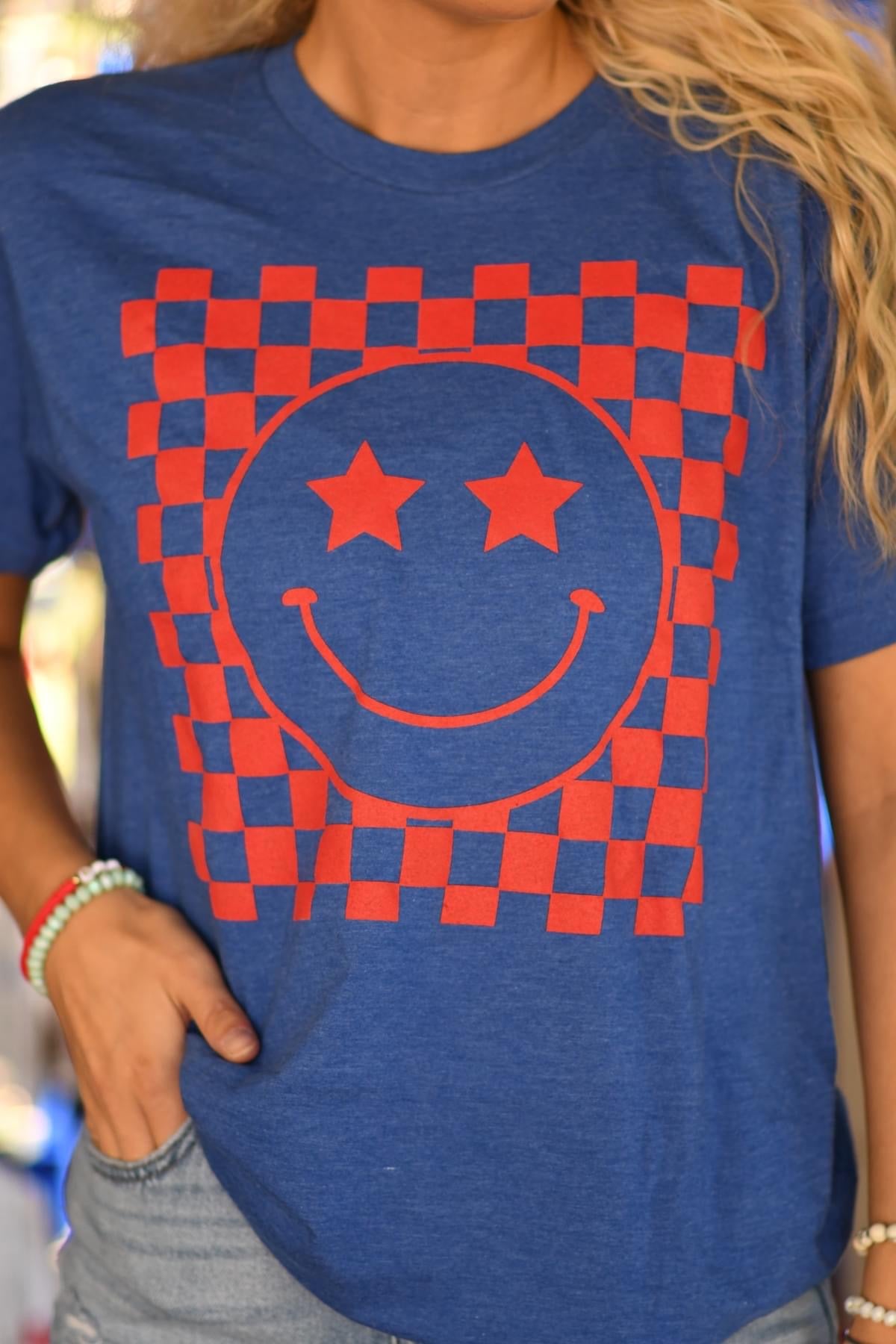 Smiley Star Check Tee