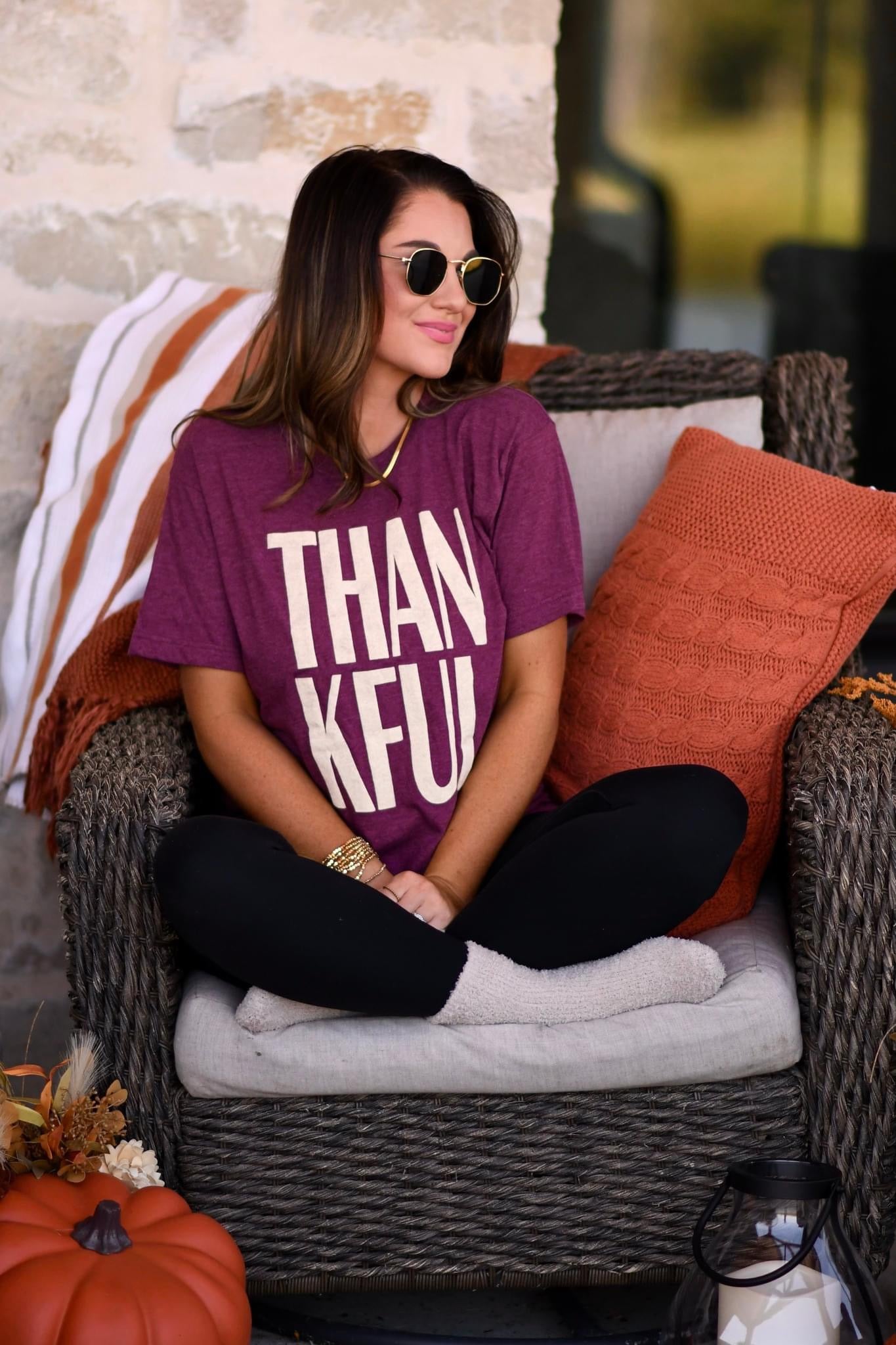 Thankful Tee with puff ink