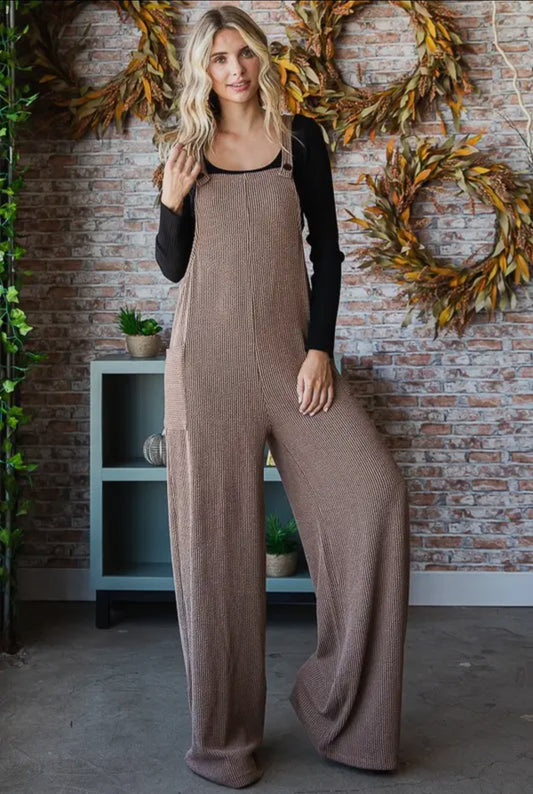 Chestnut Brown Ribbed Jumpsuit