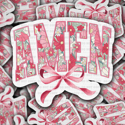 Amen with Bow - Die Cut Sticker