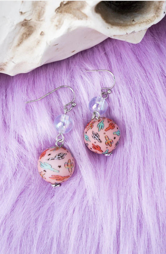 Pink cactus earrings