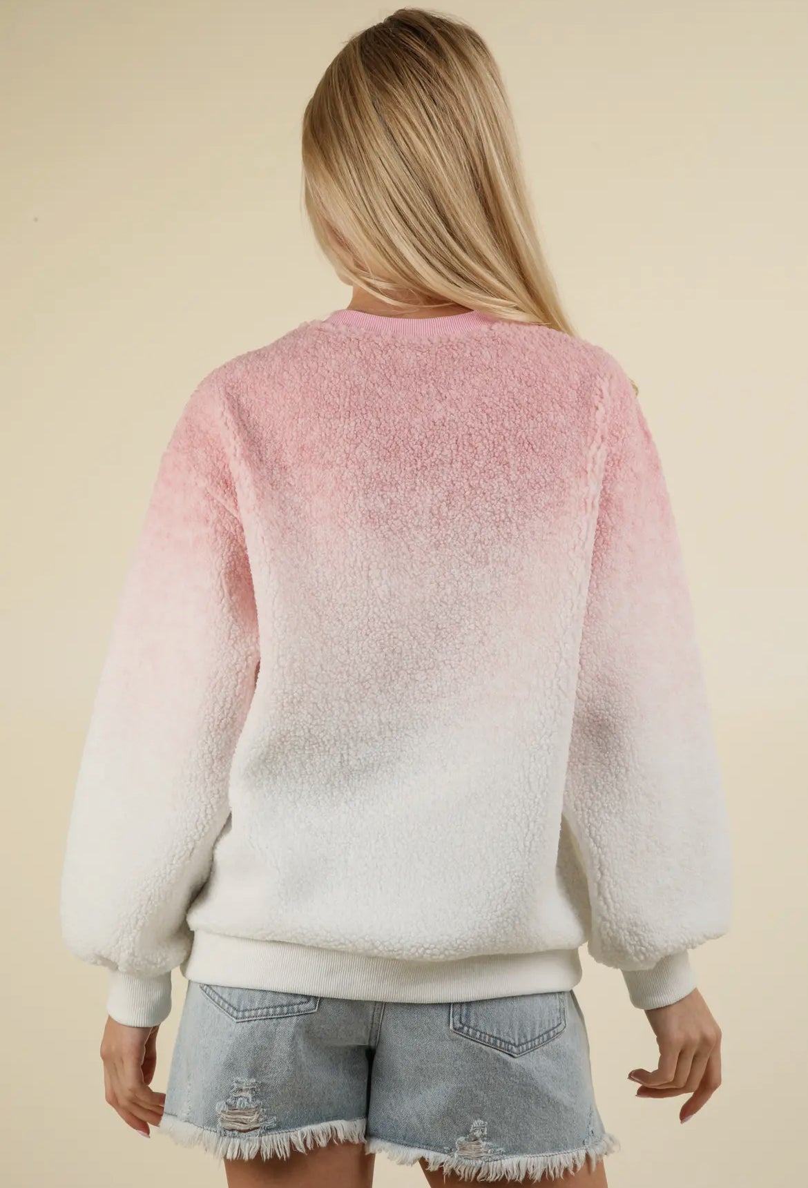 Pink Fleece Ombré Top