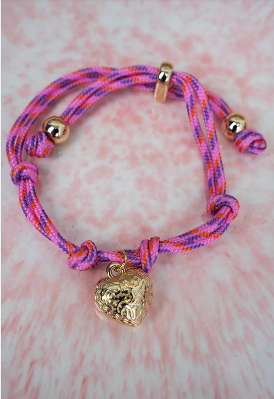 TIED WITH HEART ROSE CORD BRACELET