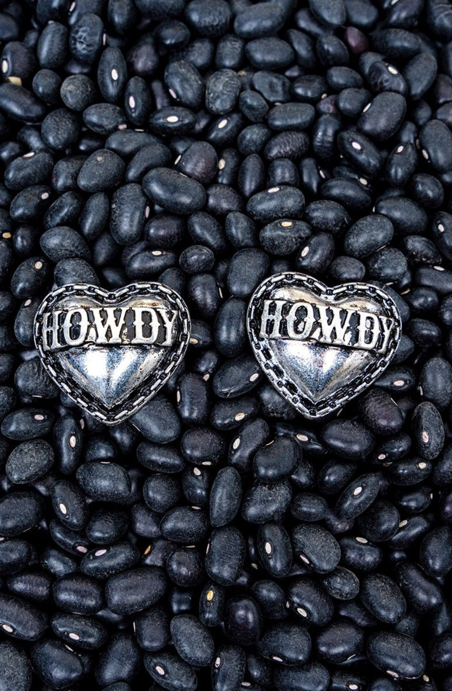 HOWDY HEART SILVERTONE EARRINGS