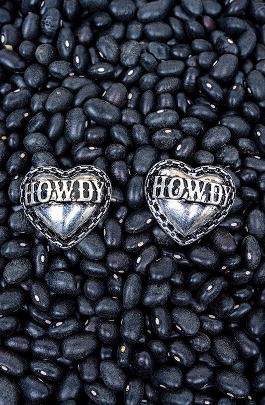 HOWDY HEART SILVERTONE EARRINGS