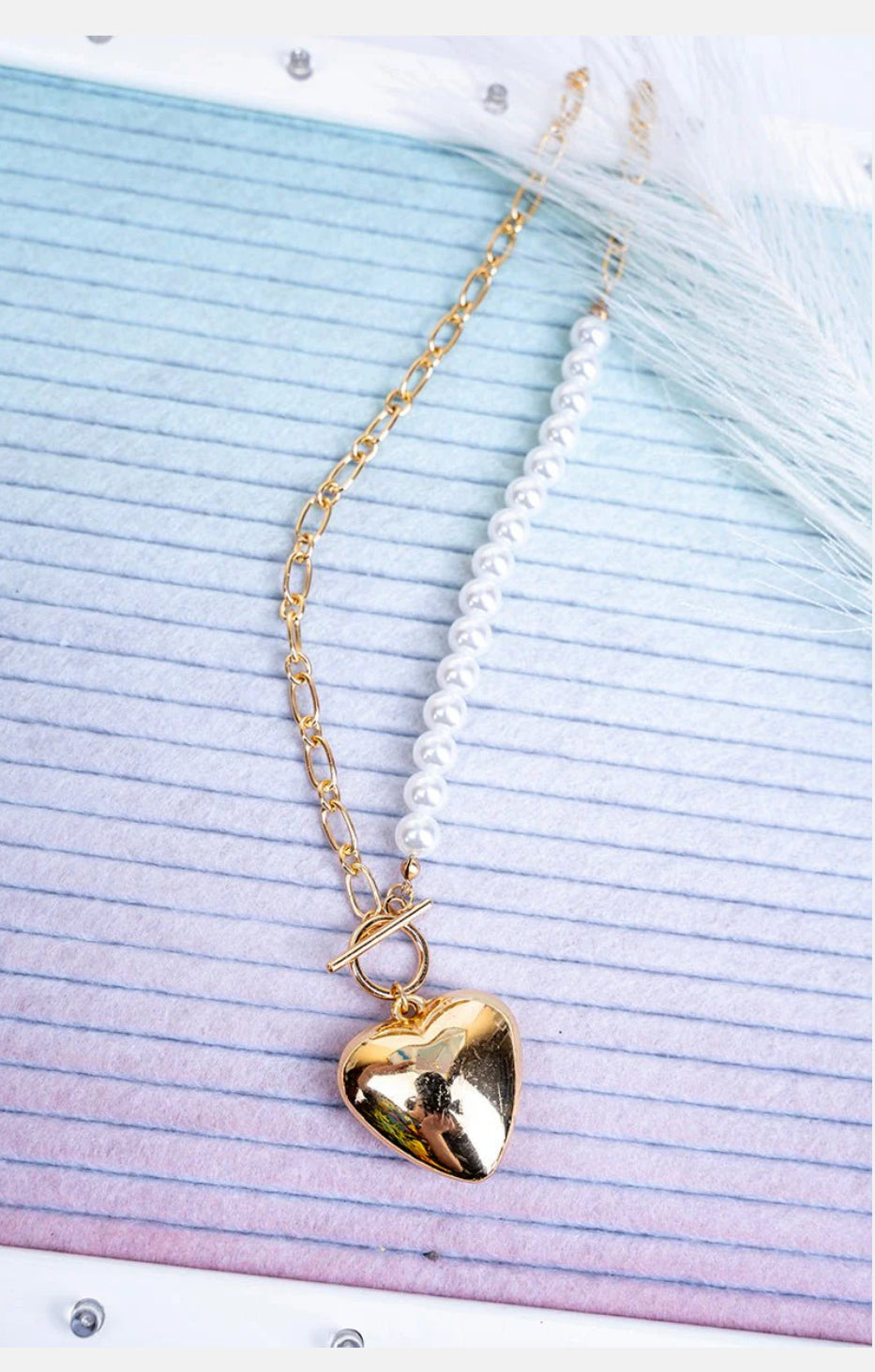 UNTAMED HEART PEARL AND GOLDTONE TOGGLE NECKLACE