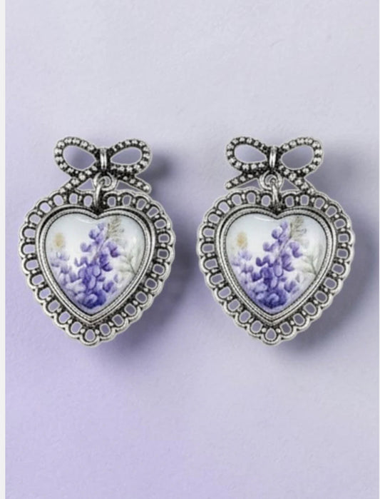 COUNTRY HEART SILVERTONE EARRINGS