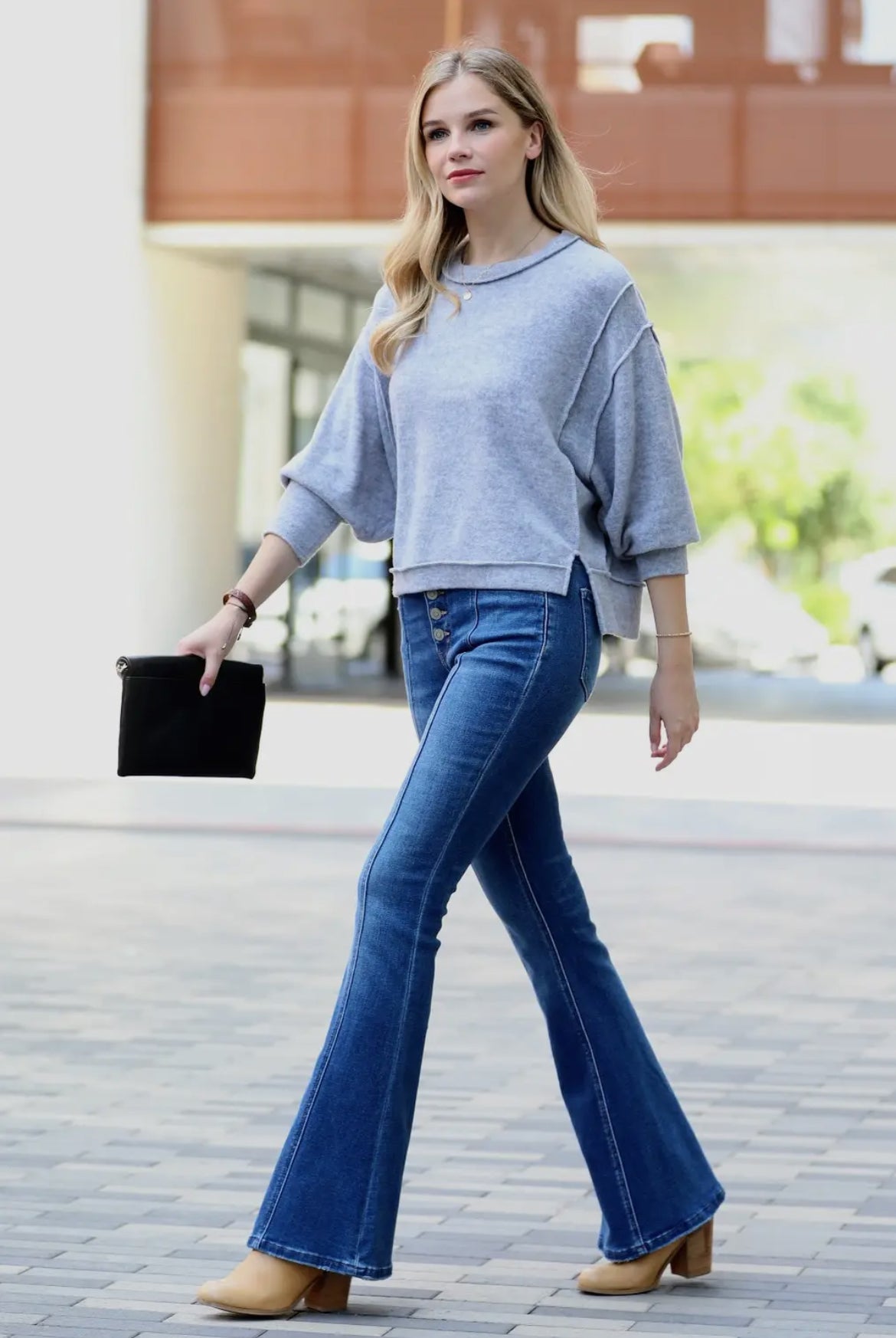 BRUSHED HACCI OVERSIZED SWEATER HEATHER GREY