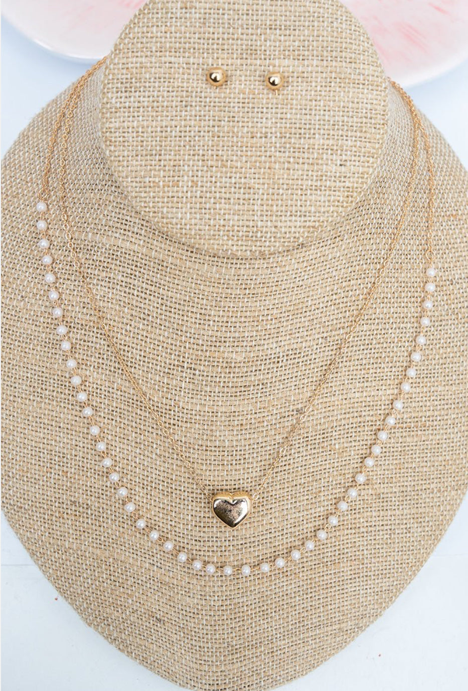 REFINED ROMANCE GOLDTONE LAYERED NECKLACE AND EARRING SET