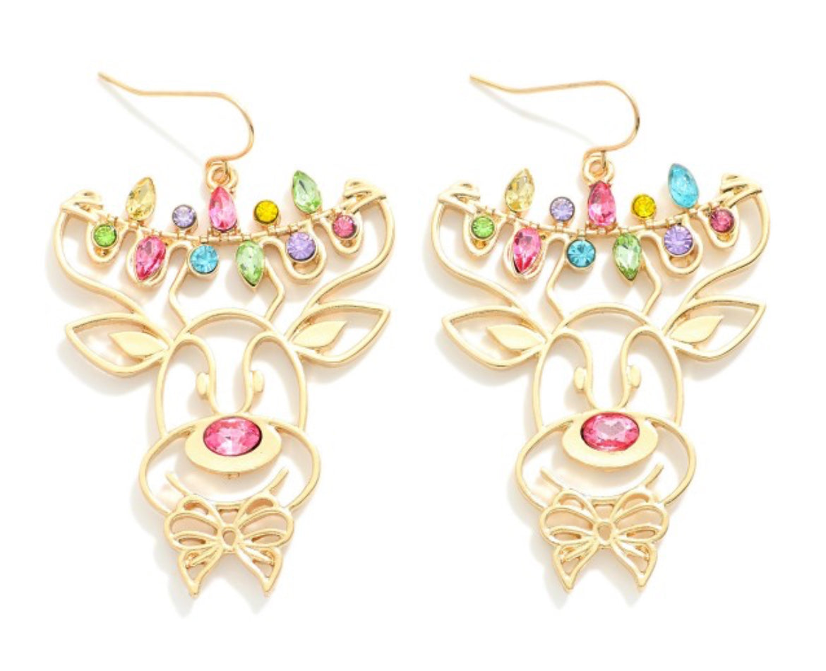 Metal Reindeer Outline Earrings