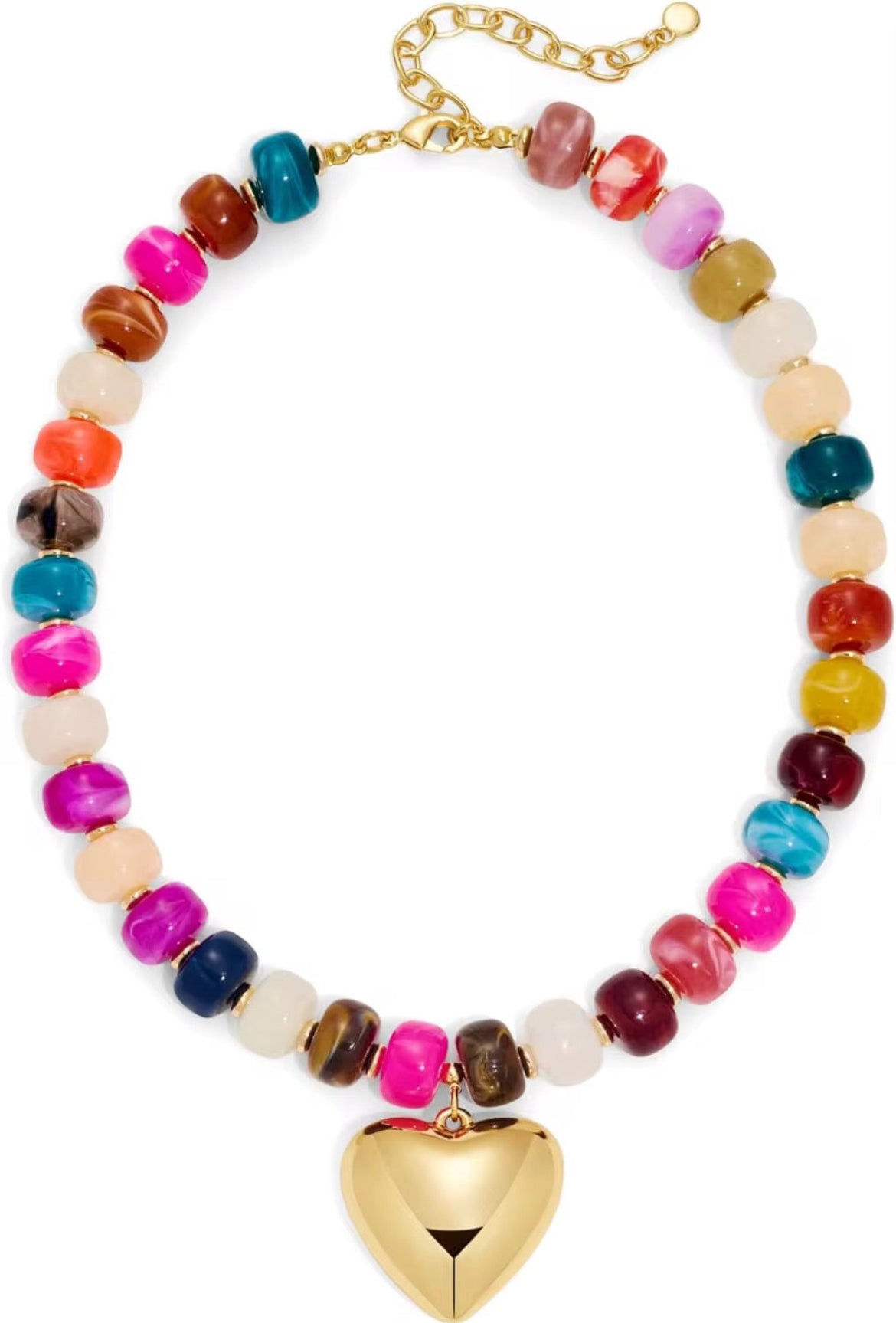 Rainbow Beaded Heart Necklace