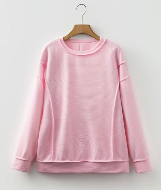 Pink Horizontal Ribbed Exposed Top