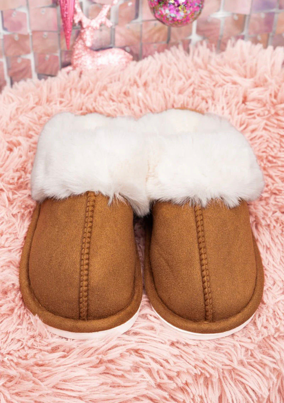 MORNING MOMENT CAMEL KNIT SLIPPERS
