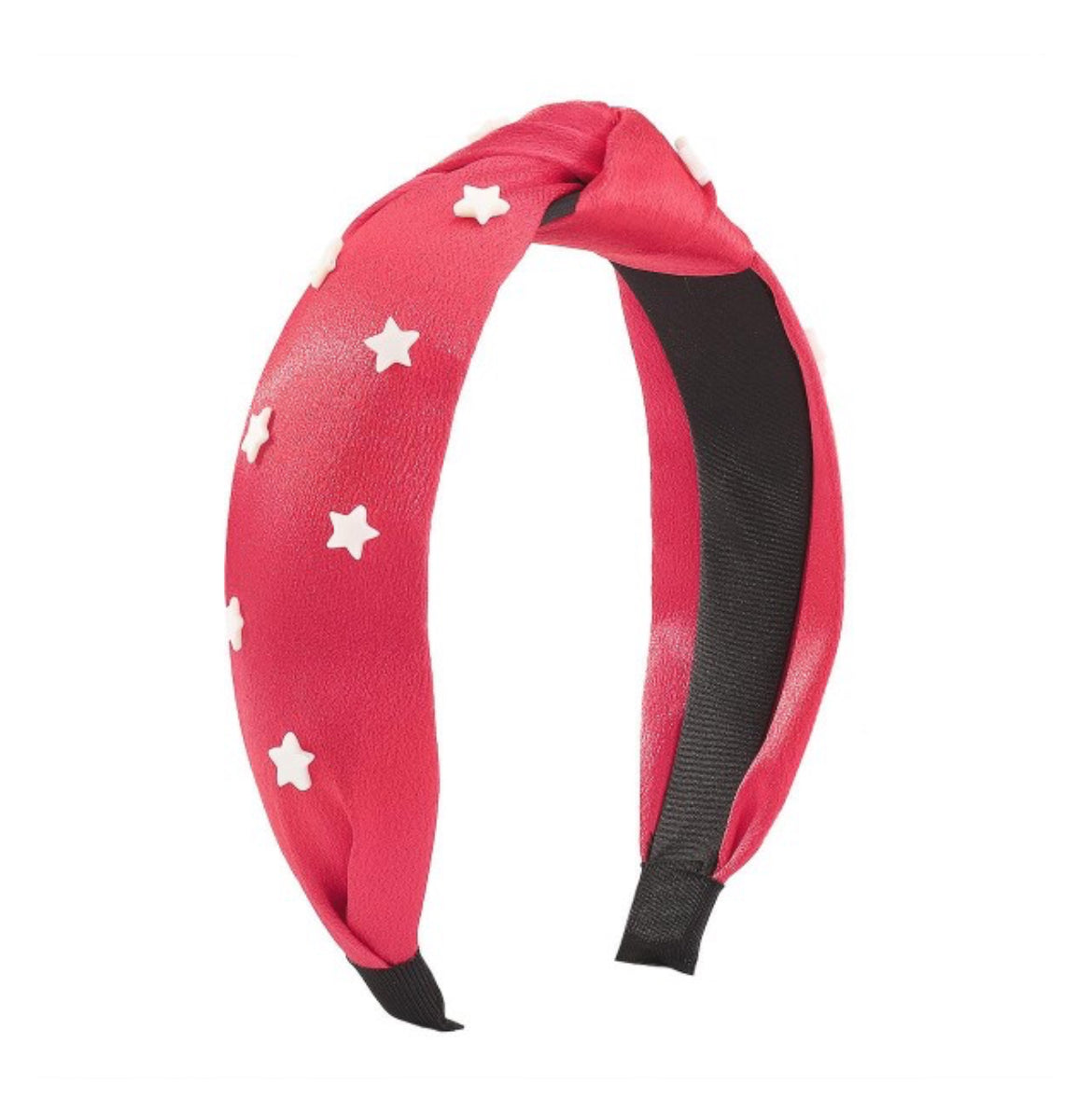 Red Americana Headband With Star Studded Accents
