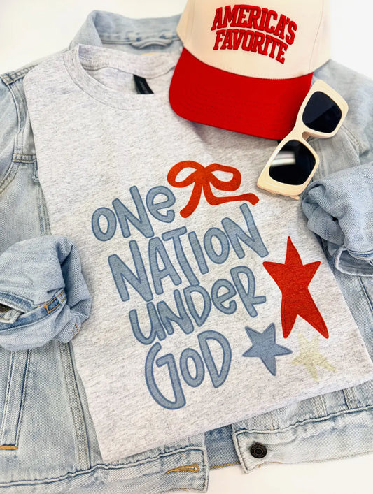 One Nation Under God Bow & Stars Tee