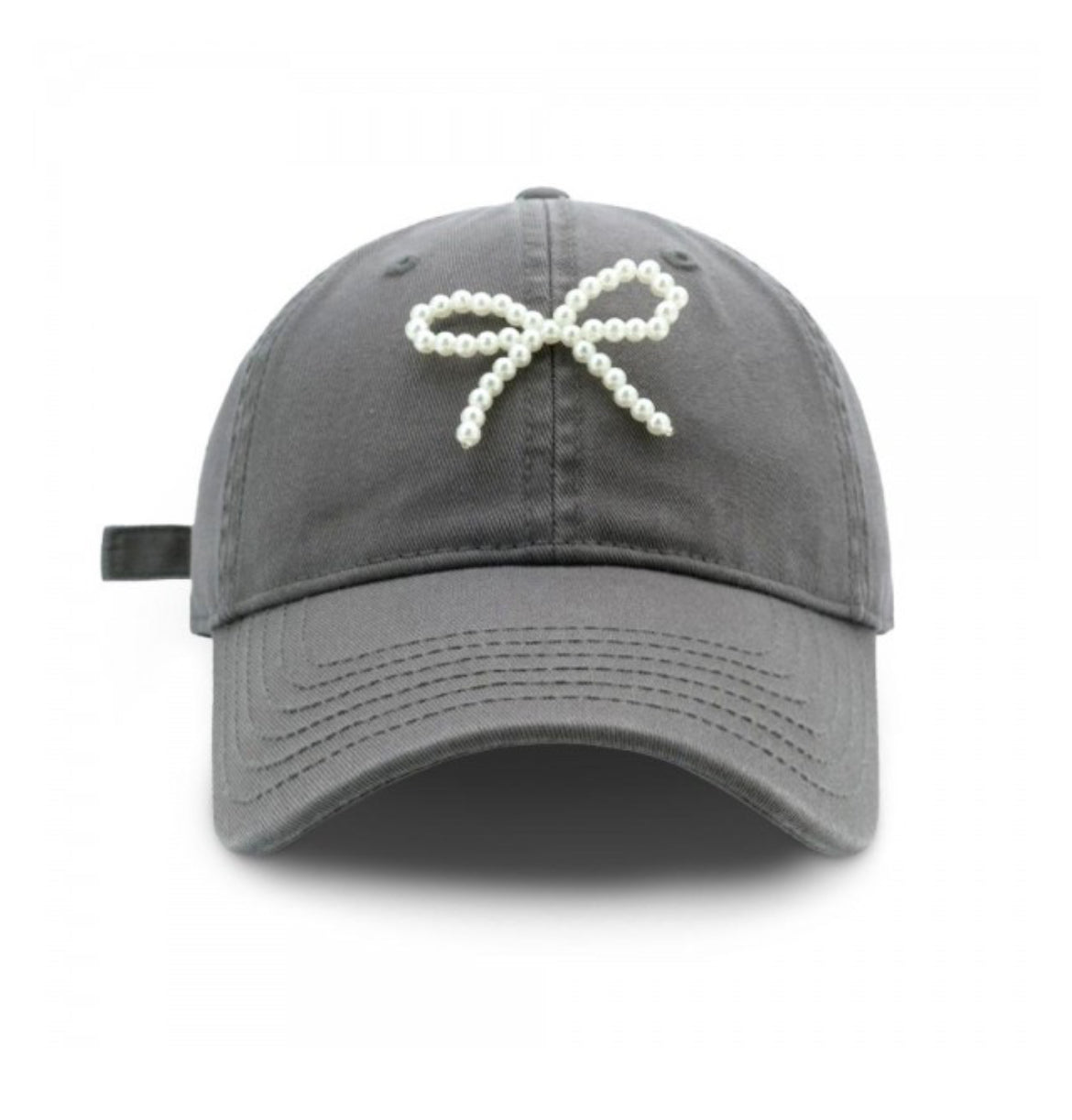 Grey Pearl Bow Cap