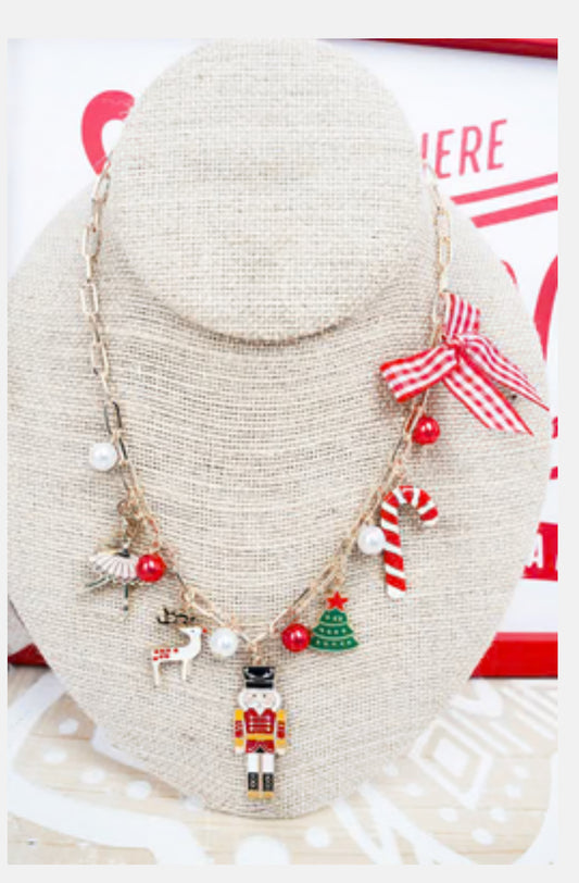 Red Tutu & Tinsel Charm Necklace
