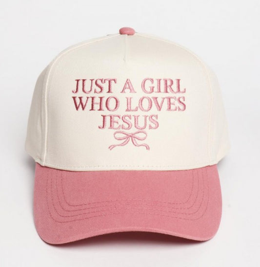 Just a Girl Who Loves Jesus-Pink Cap