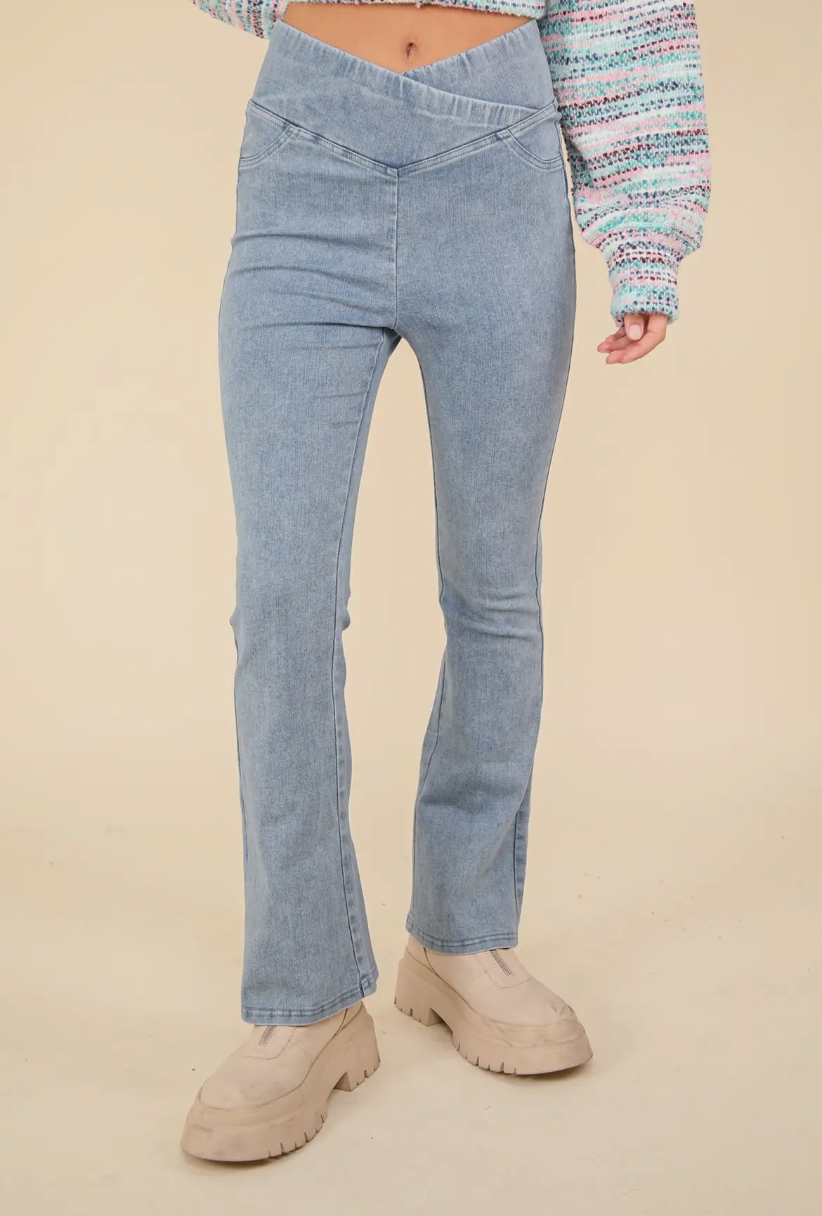 Washed Denim Jeggings-Light Indigo