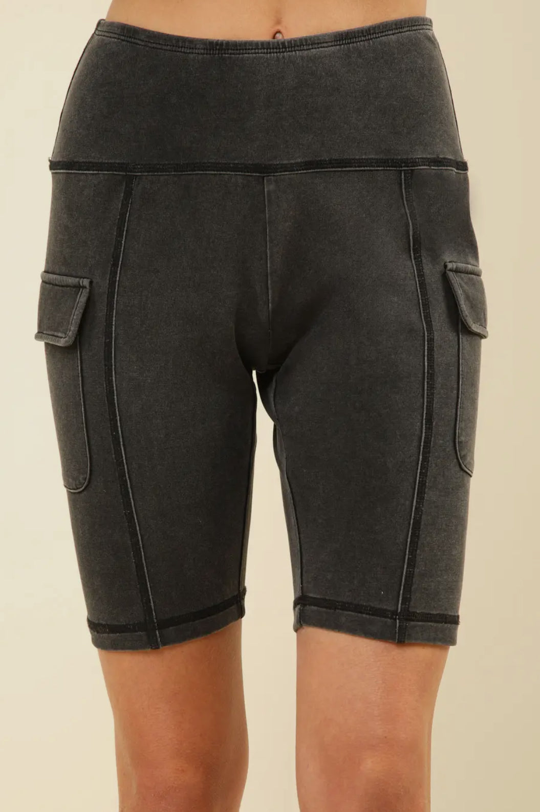 Give it a Go Washed Knit Cargo Short-Black