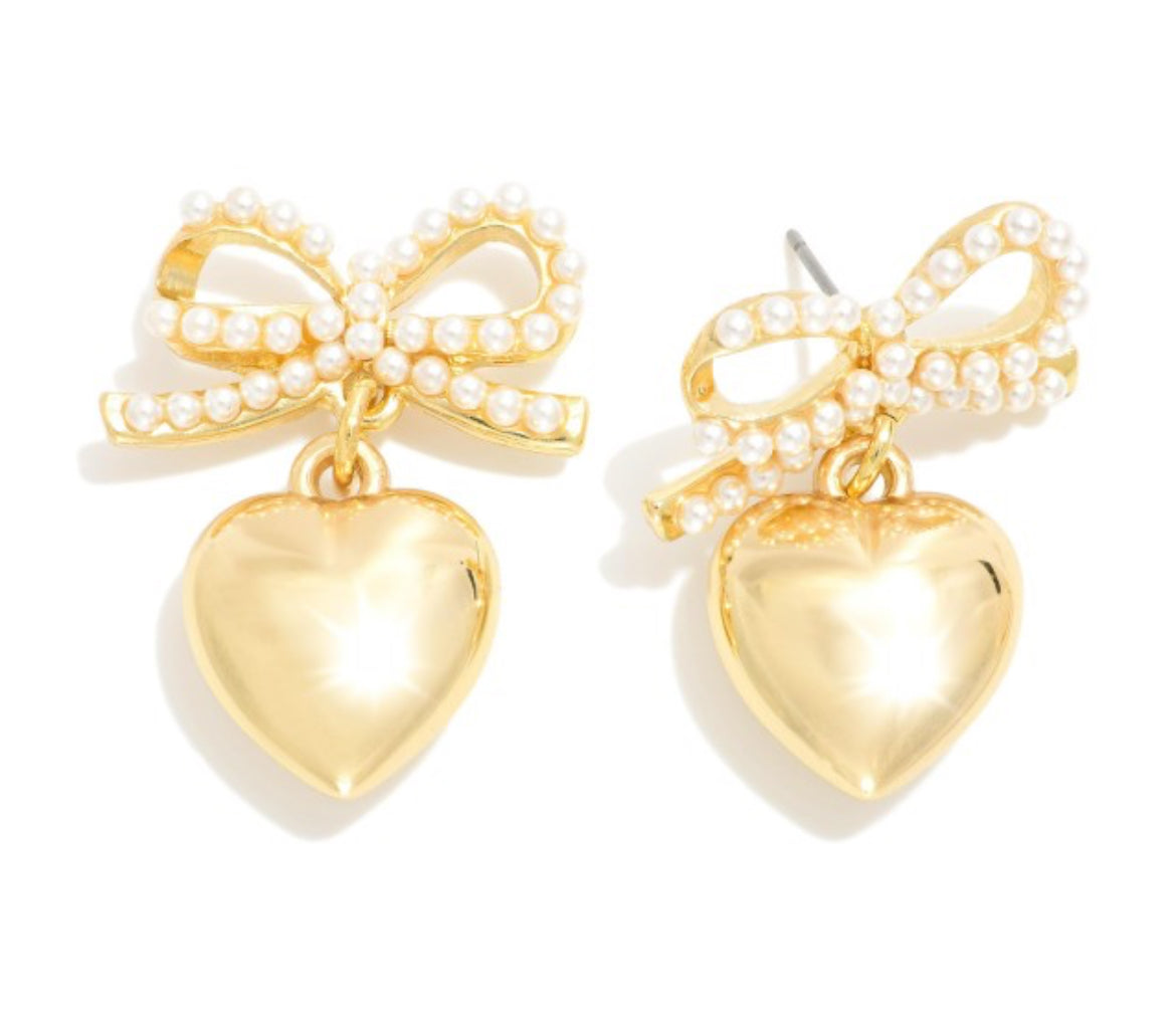 Gold Puffy Heart Earrings