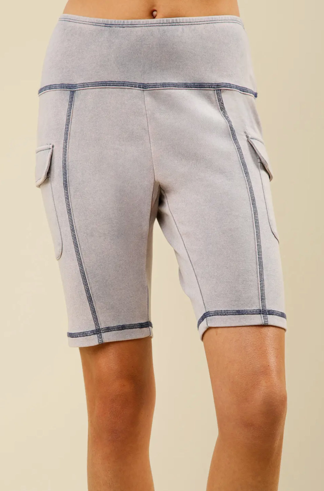 Give it a Go Washed Knit Cargo Short-Denim