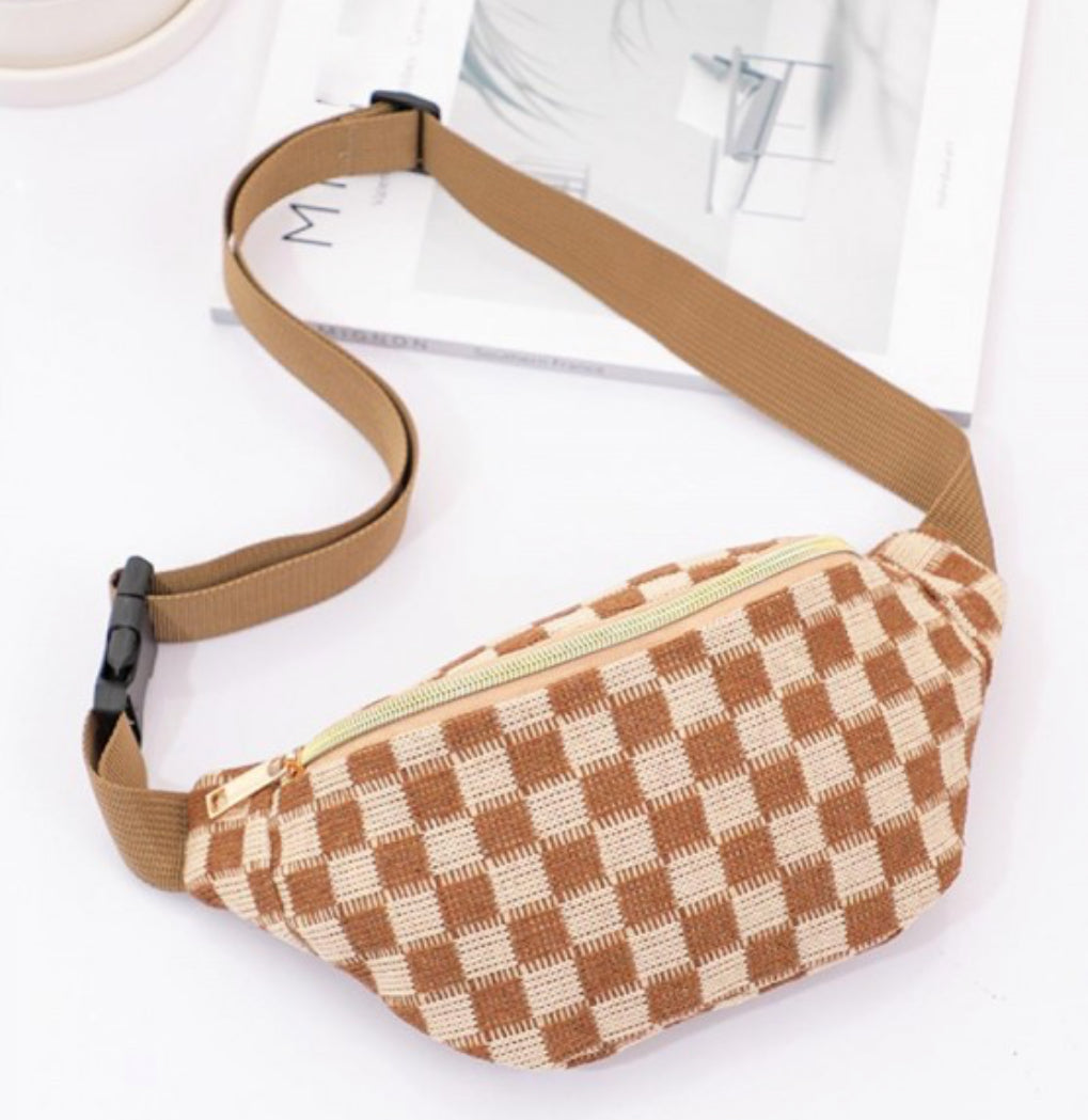 Knit Checker Cross Body Bag