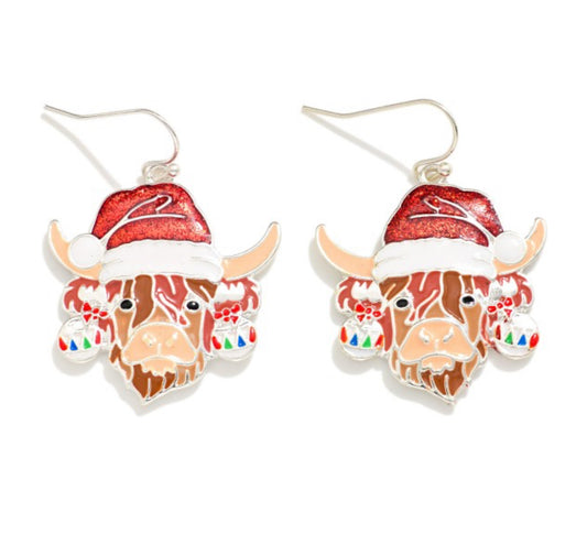 Christmas Cow Earrings