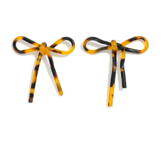 Acetate Bow Post Drop Earrings