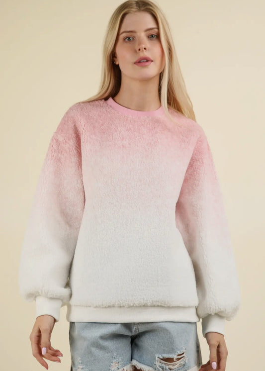 Pink Fleece Ombré Top