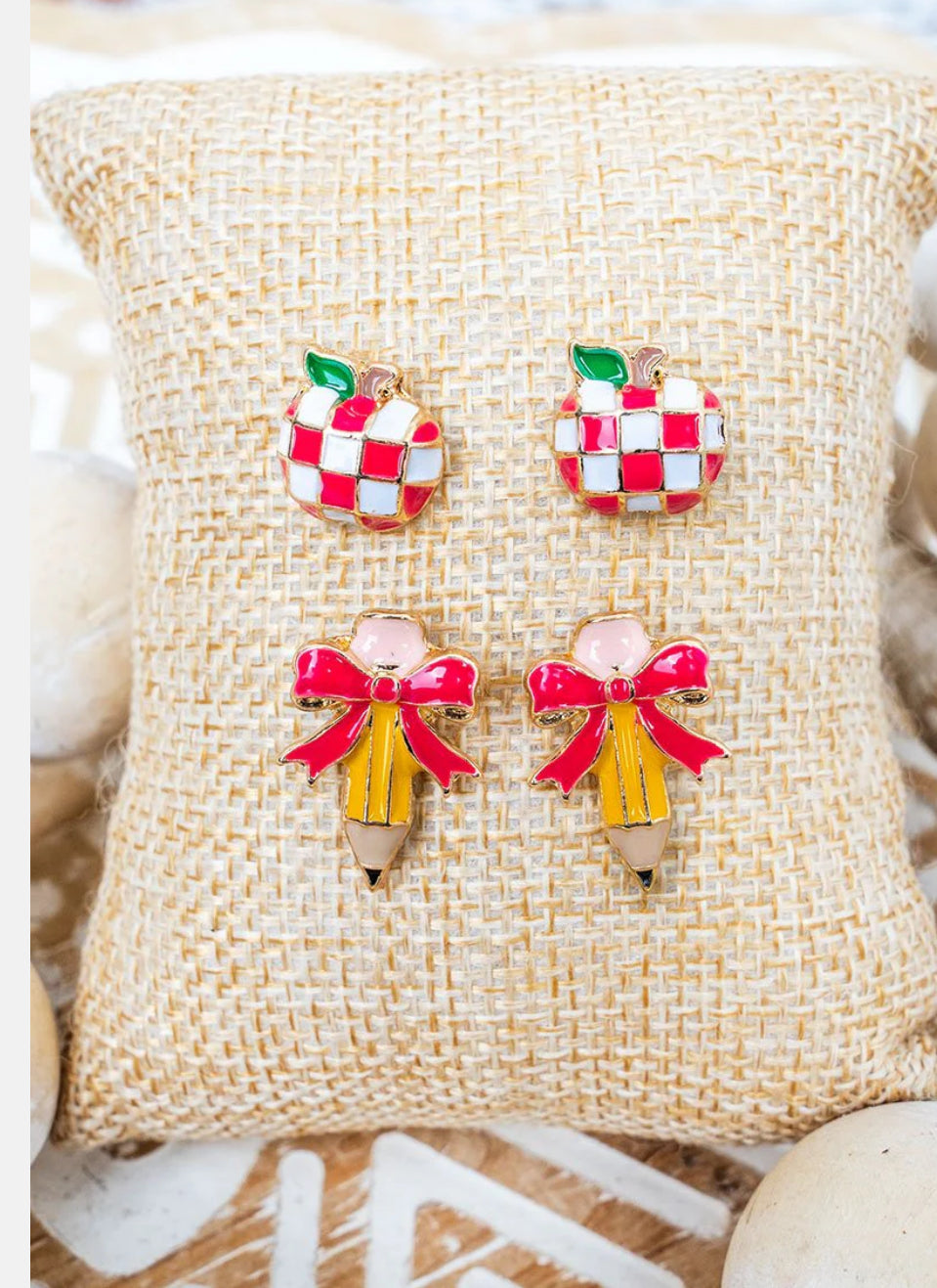 SCHOOL DAY CHARM EARRINGS 2 PAIR SET