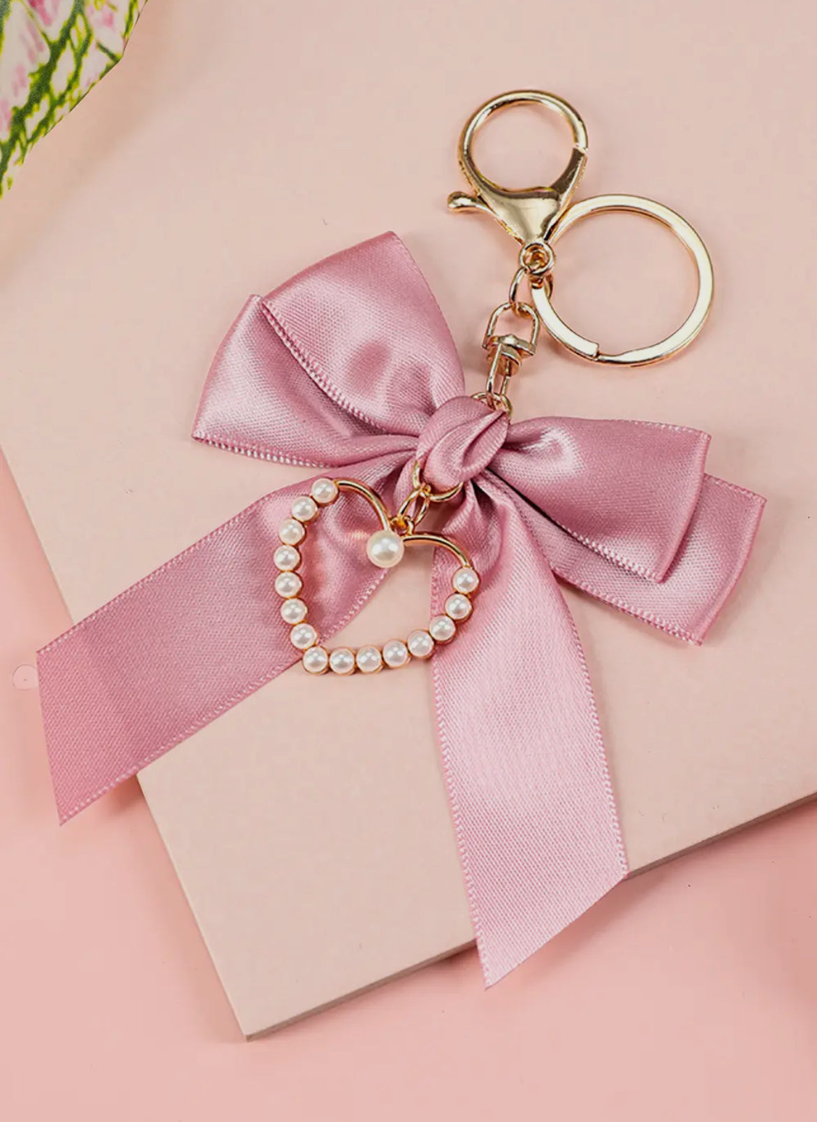 Pearl Heart Bow Knot Keychain
