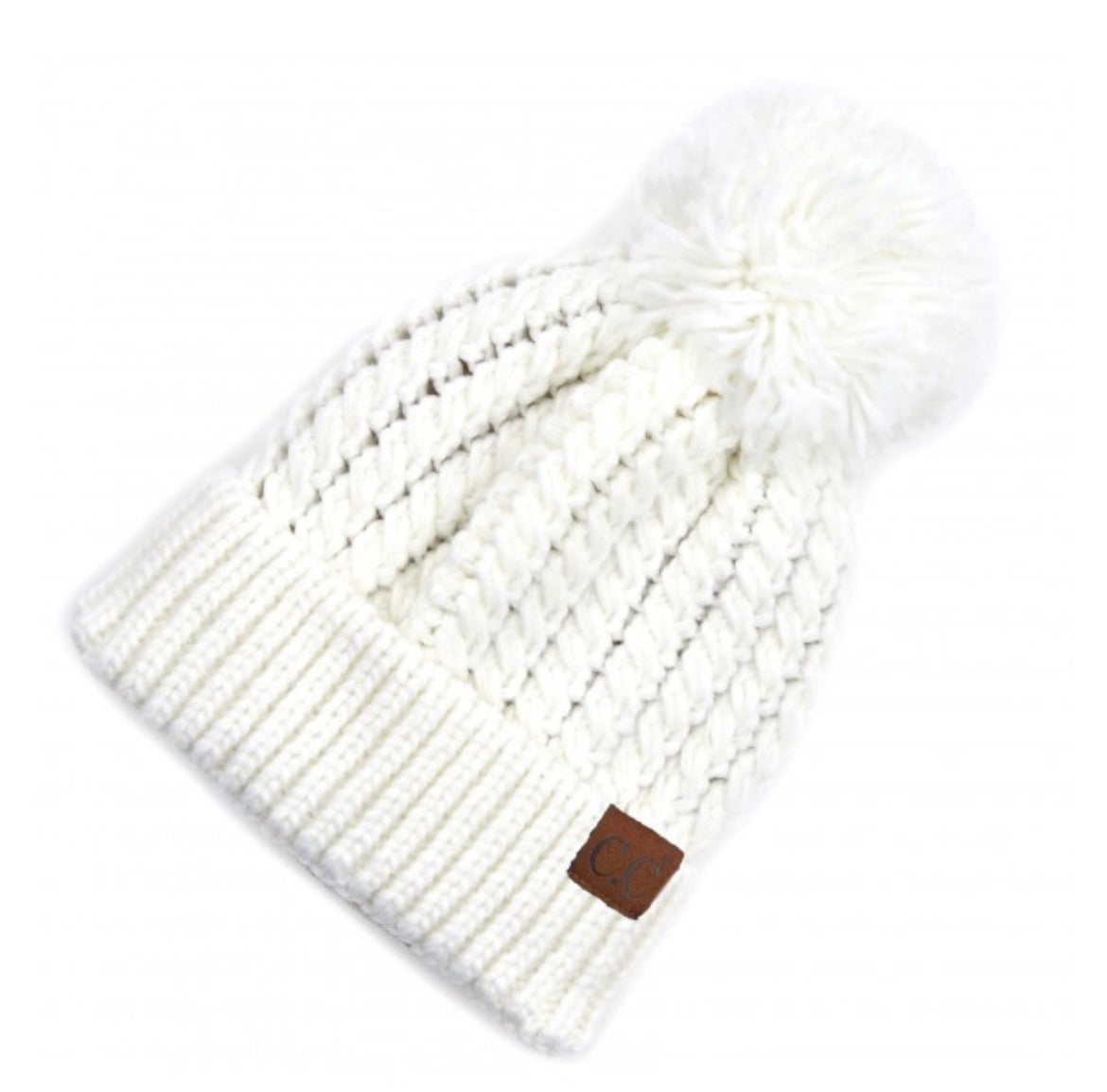 Twisted Mock Cable Beanie-Ivory