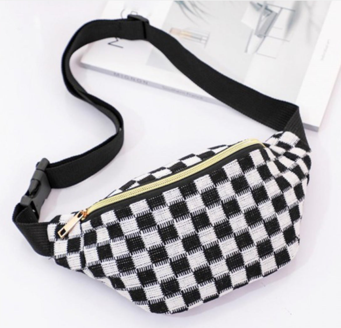 Knit Checker Cross Body Bag