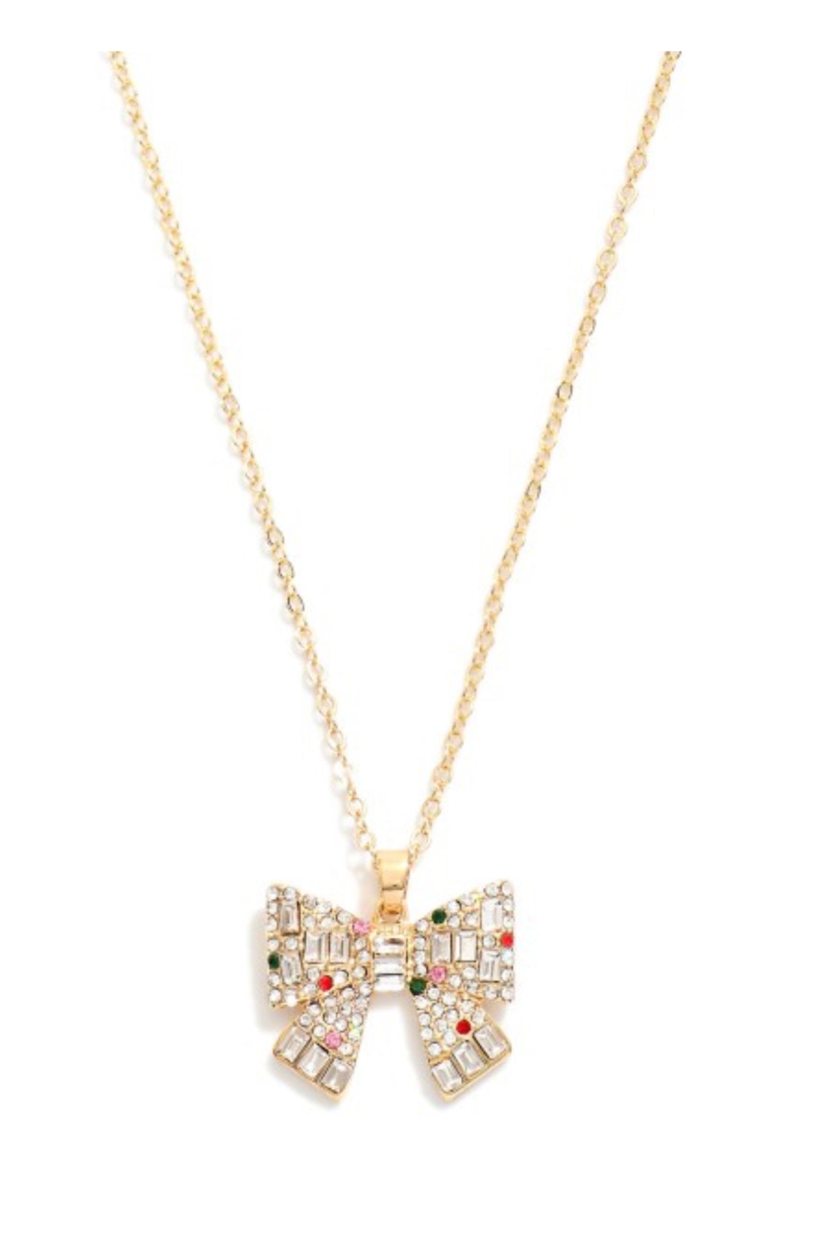 Rhinestone bow necklace