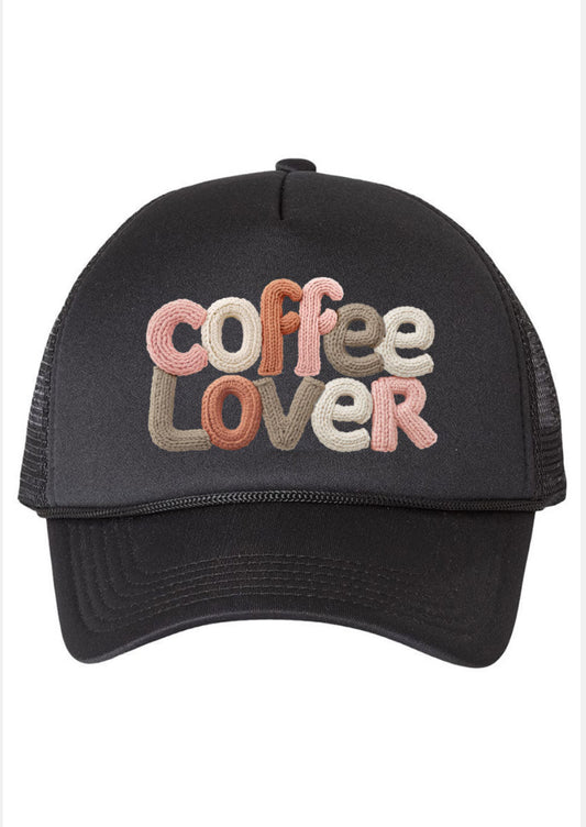FAUX YARN COFFEE LOVER FOAM MESH BACK TRUCKER CAP