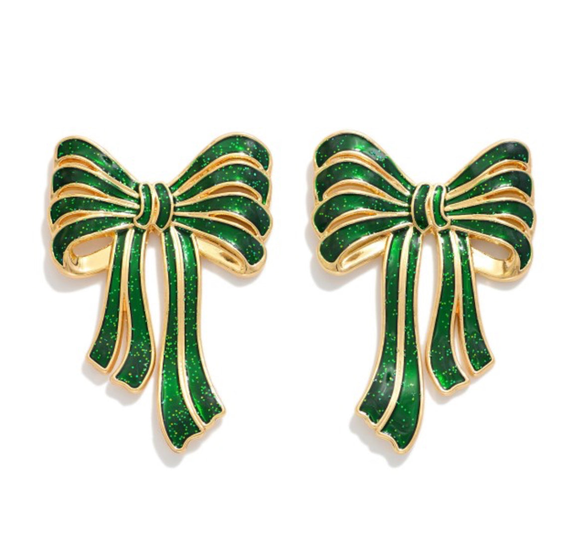 Green Bow Earrings