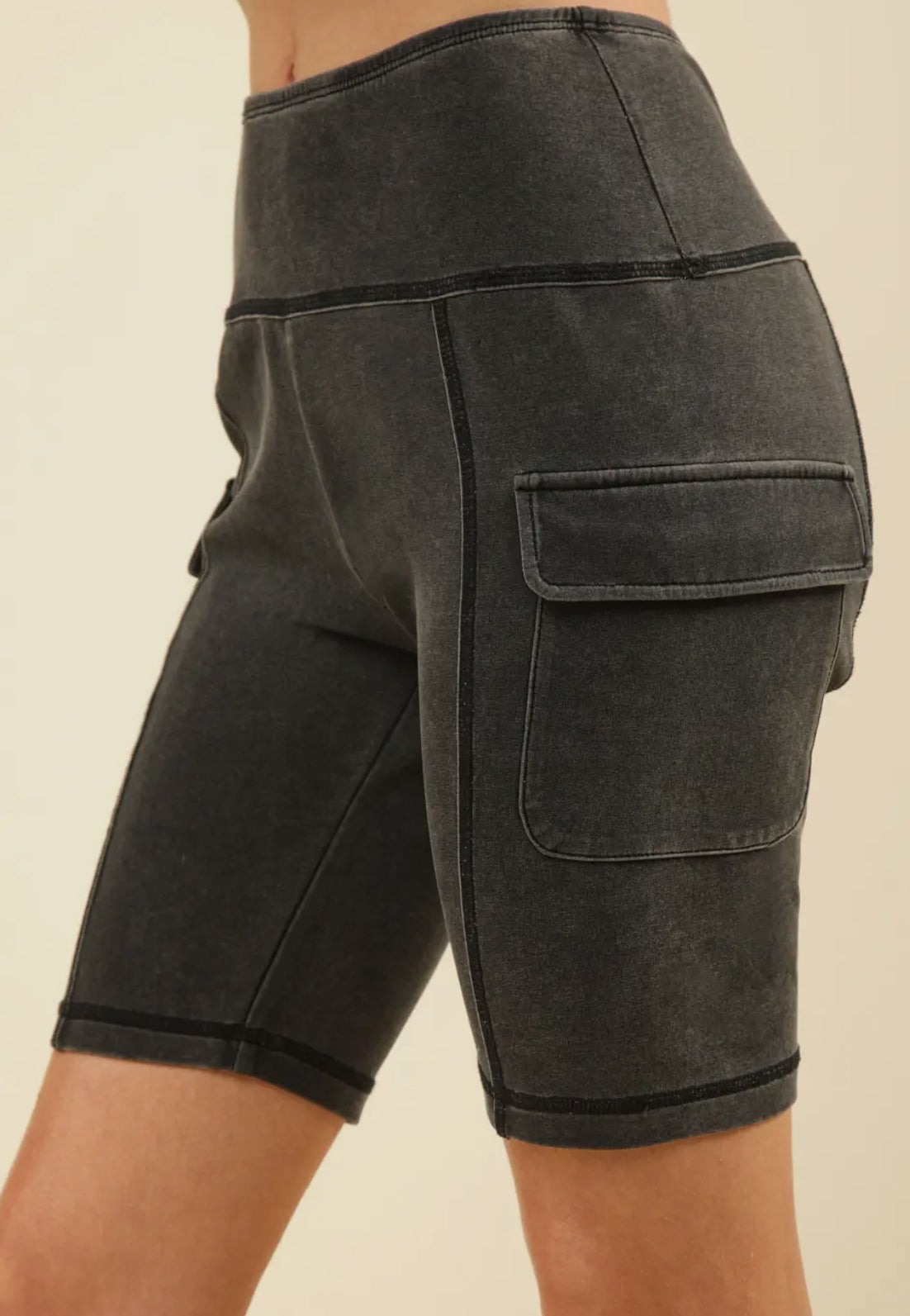 Give it a Go Washed Knit Cargo Short-Black