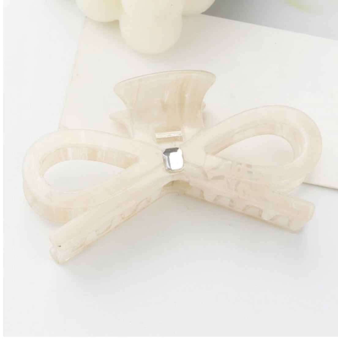 Cream Bow Clip