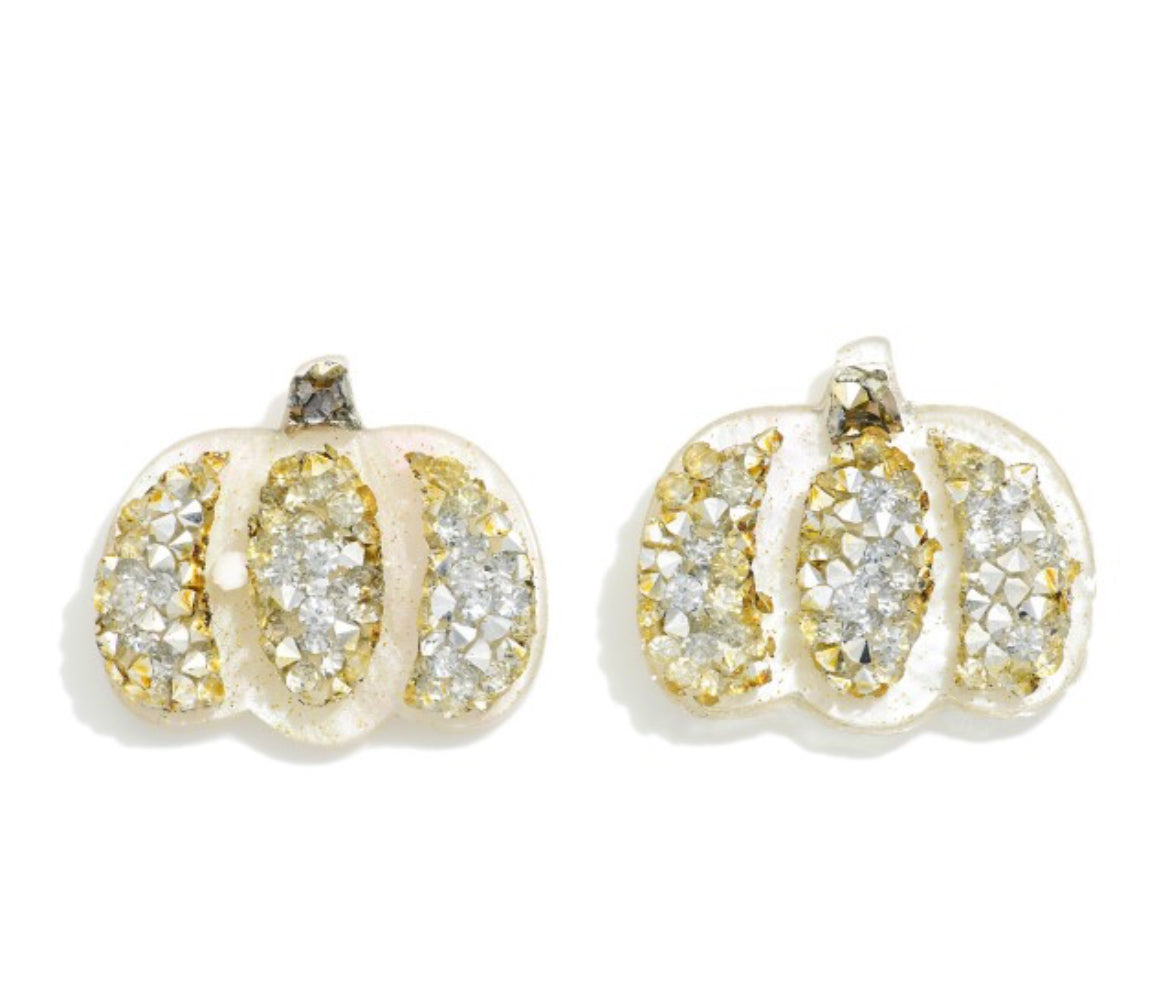 Sparkle Pumpkin Stud Earrings